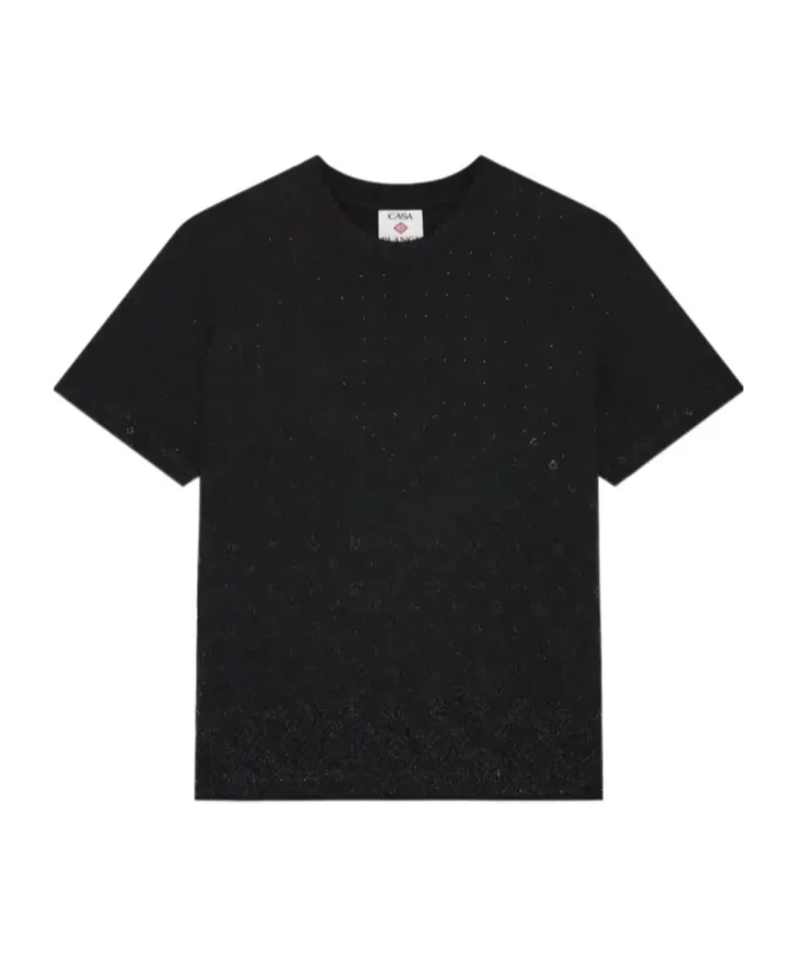 Casablanca Embellished Monogram Logo Short Sleeved T-Shirt