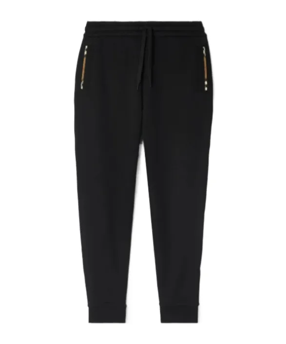 Check Trim Cotton Jogging Pants