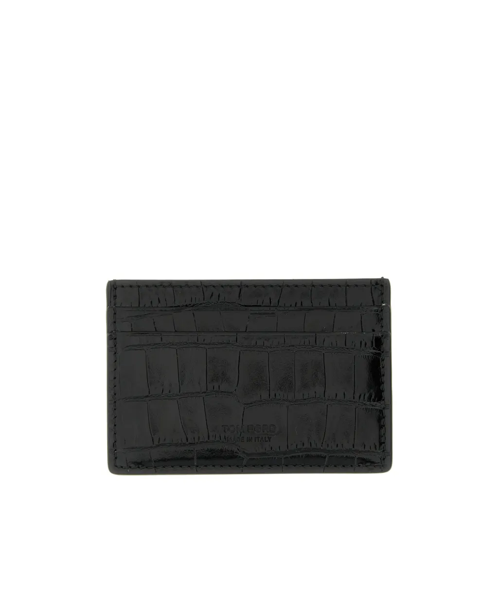 Crocodile Shiny Leather Card Holder