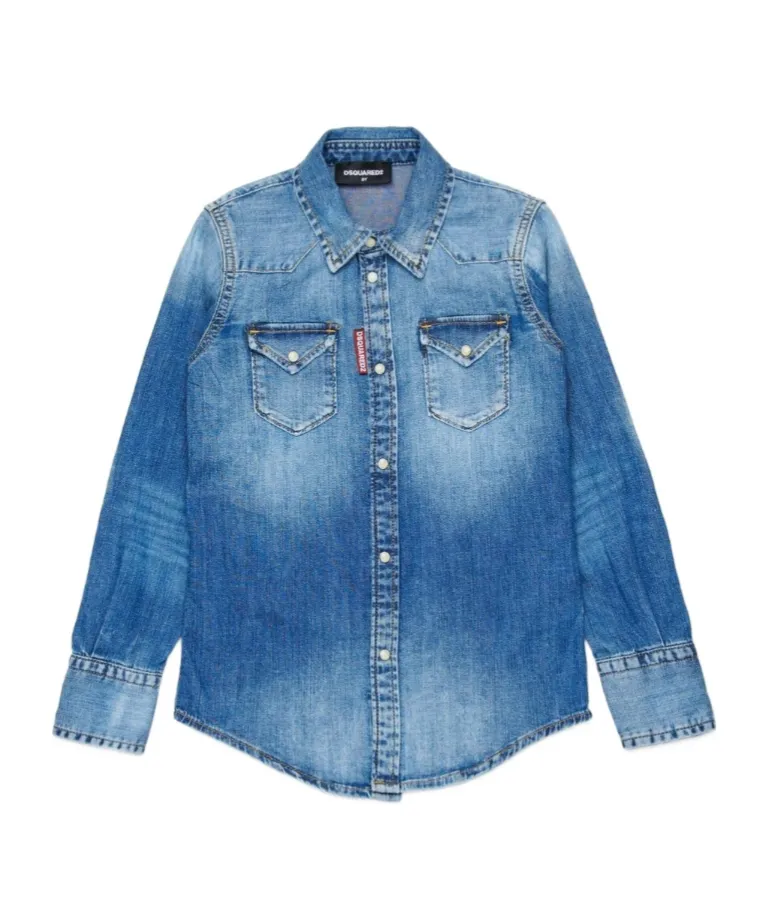 Dsquared2 Kids Logo Tag Denim Shirt