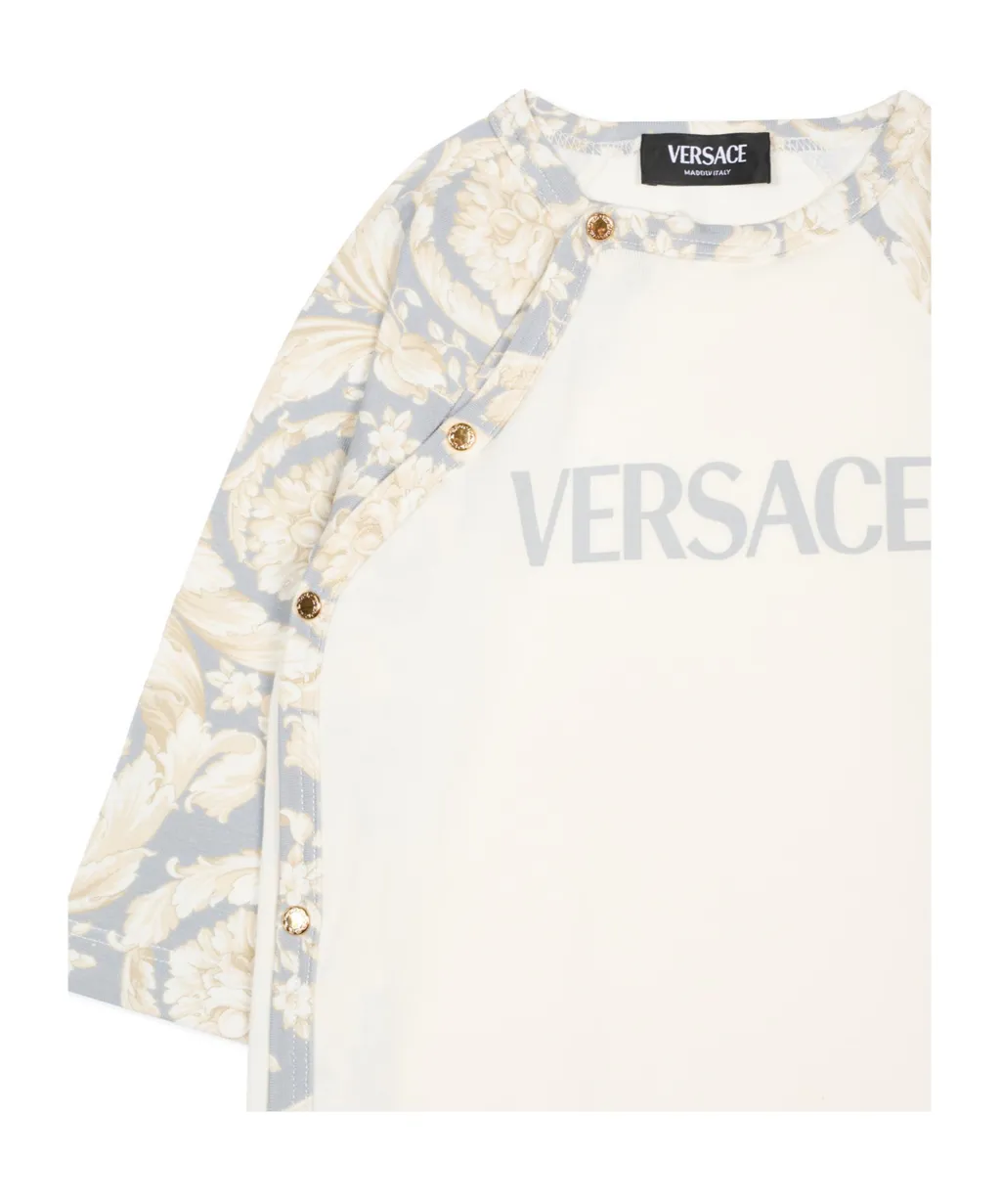 Versace Kids Long Sleeve Logo Print Crewneck Jumpsuit
