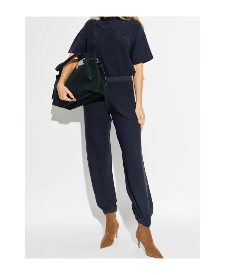 Fabiana Filippi Lurex Thread Crewneck Ribbed Top