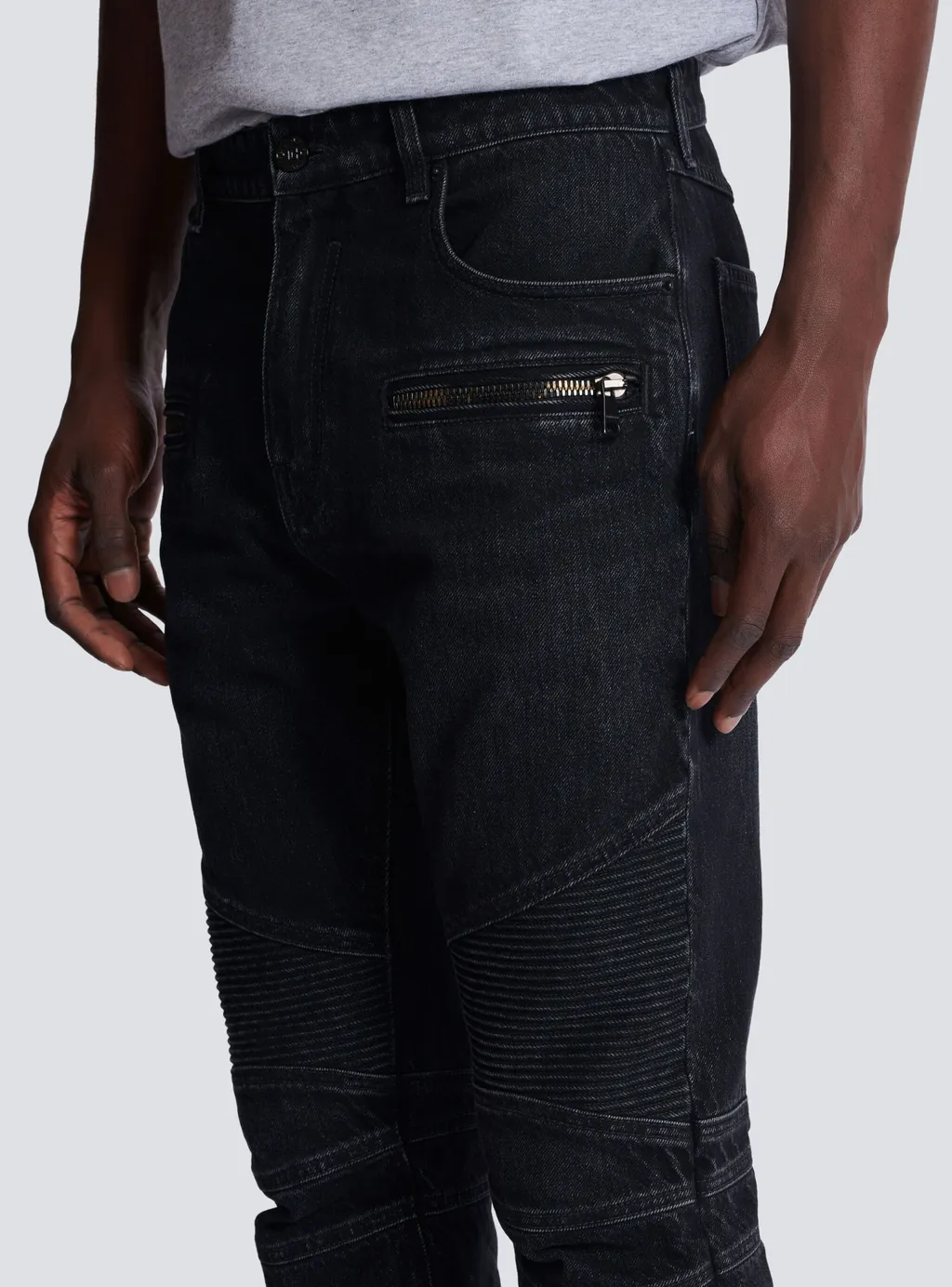 Balmain Vintage Denim Biker Jeans