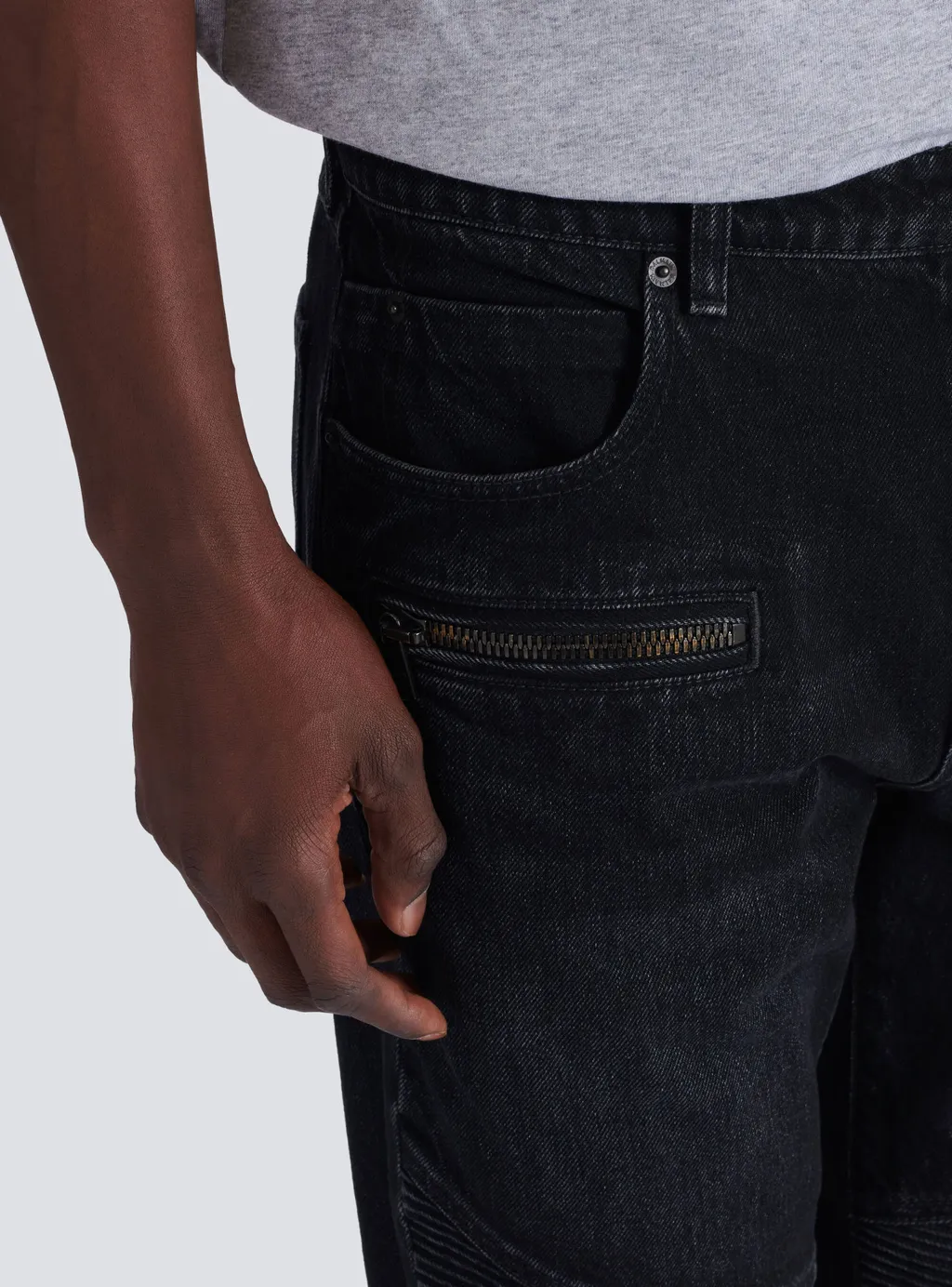 Balmain Vintage Denim Biker Jeans