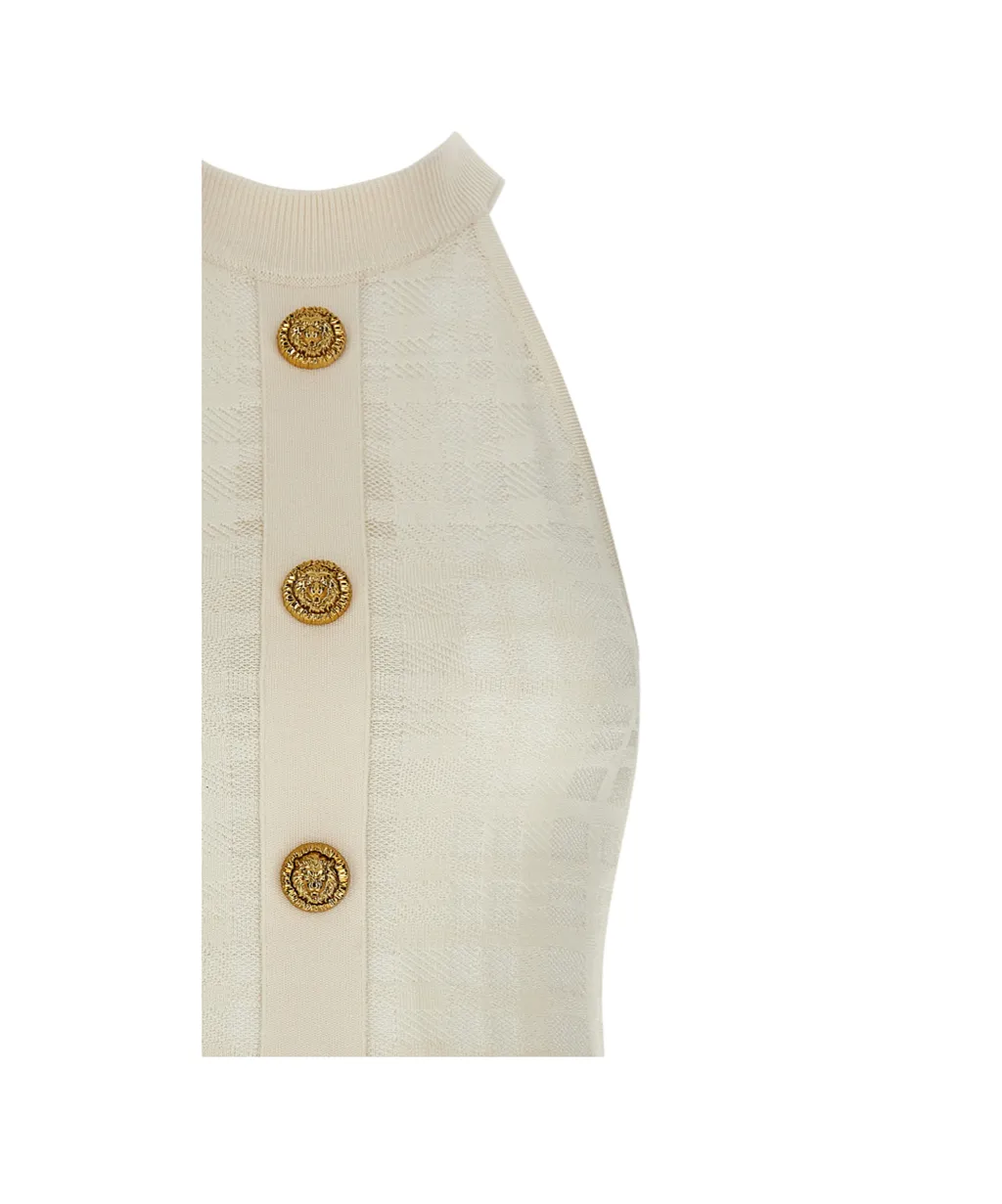 Balmain Button Embellished Sleeveless Dress