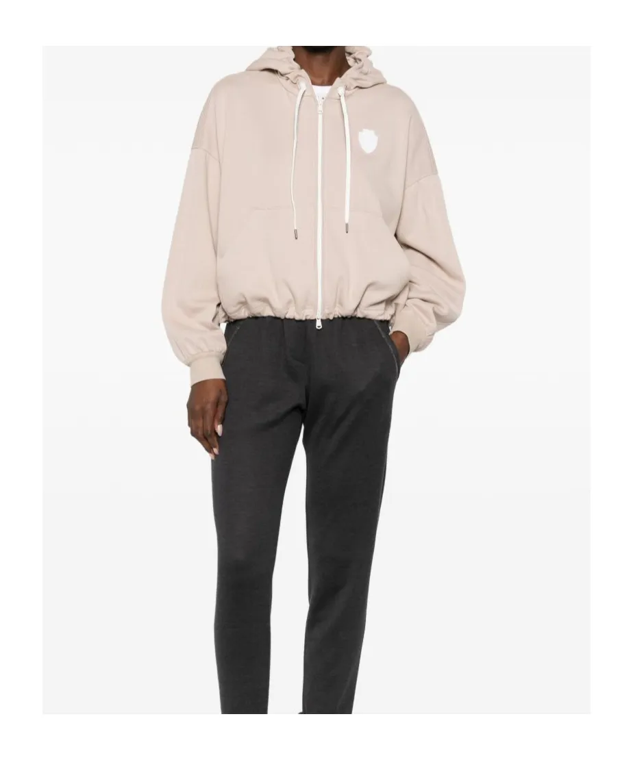 Brunello Cucinelli Logo Patch Zipped Hoodie