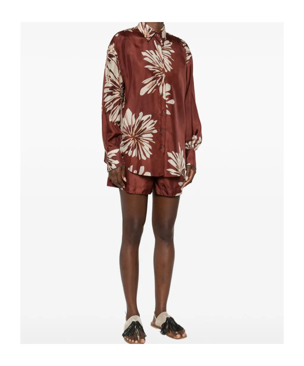 Brunello Cucinelli Floral Printed Long Sleeved Shirt