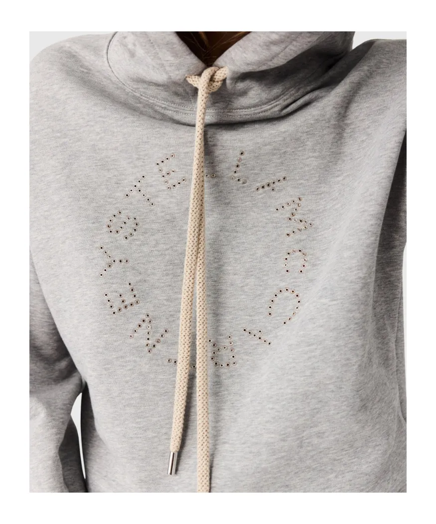 Stella Mccartney Melange Logo-Embroidered Cropped Hoodie
