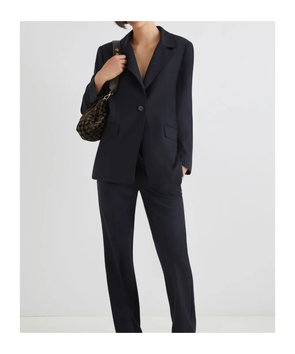 Jacket With Half-Belt Detail - Navy