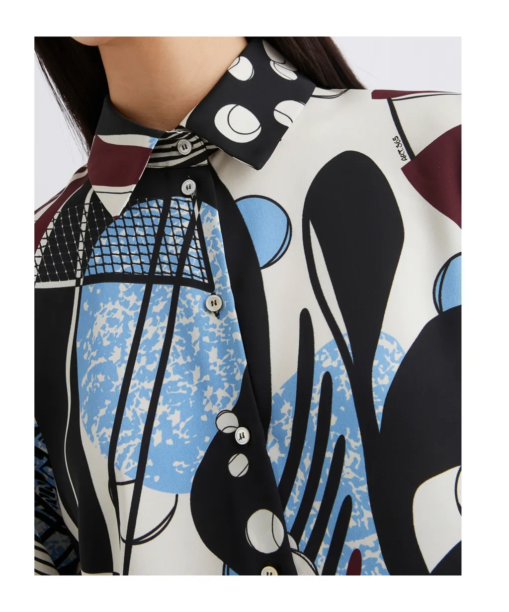 Printed Satin Shirt - Wool White