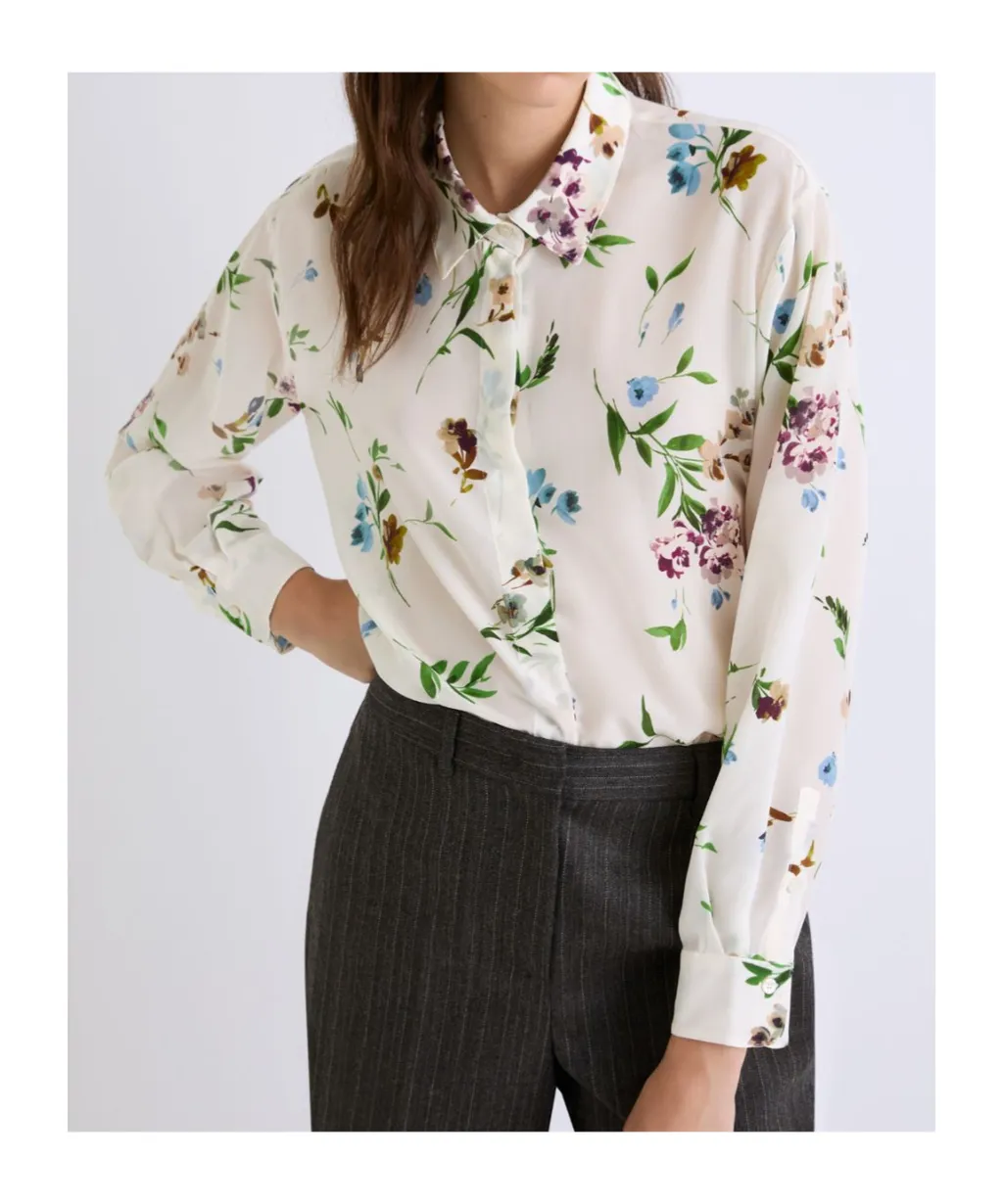 Printed Silk Shirt - Cream