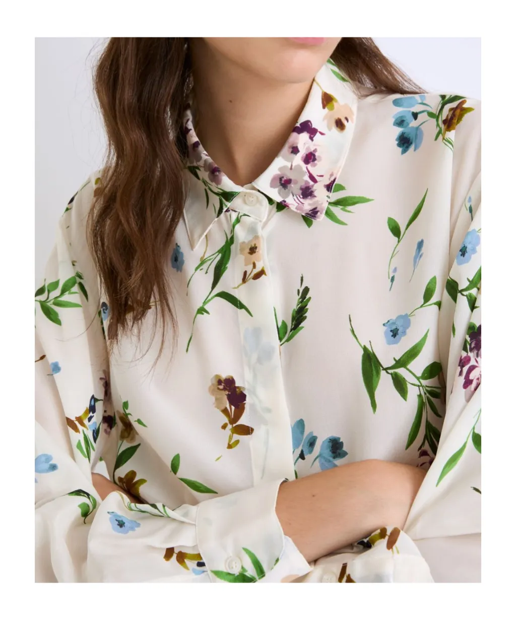 Printed Silk Shirt - Cream