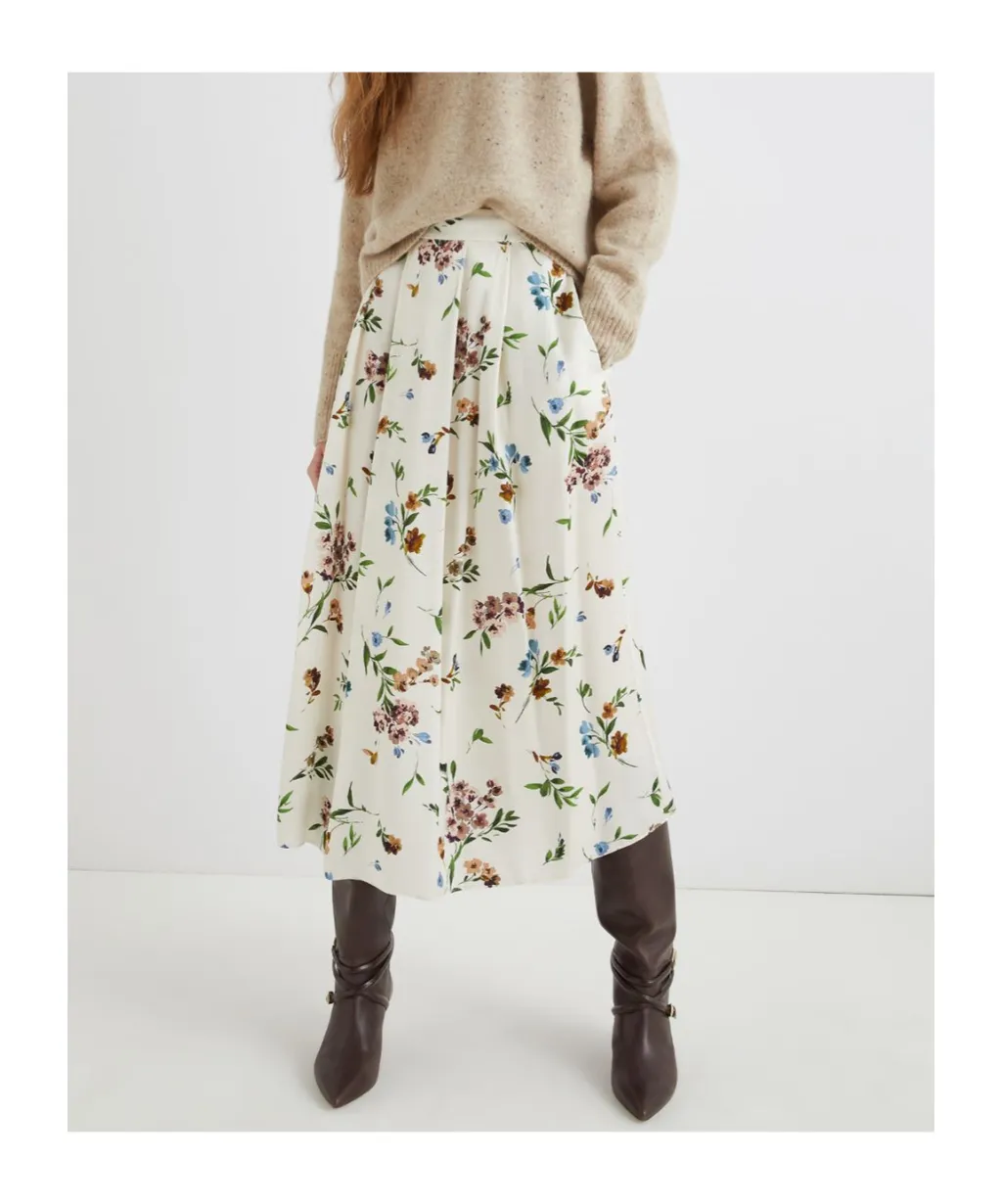 Full Satin Skirt - Cream