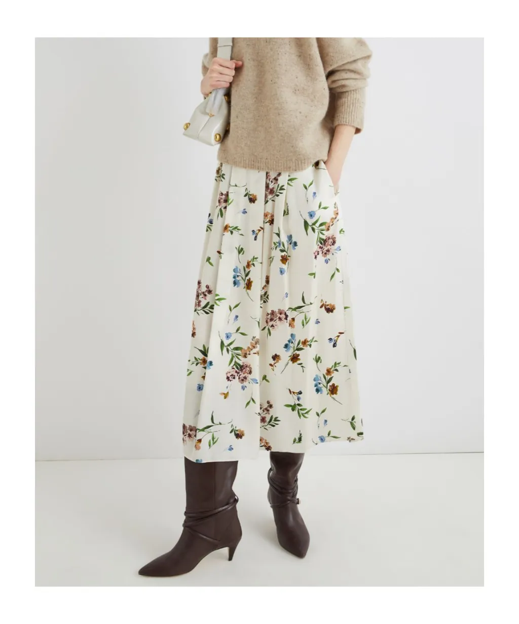 Full Satin Skirt - Cream