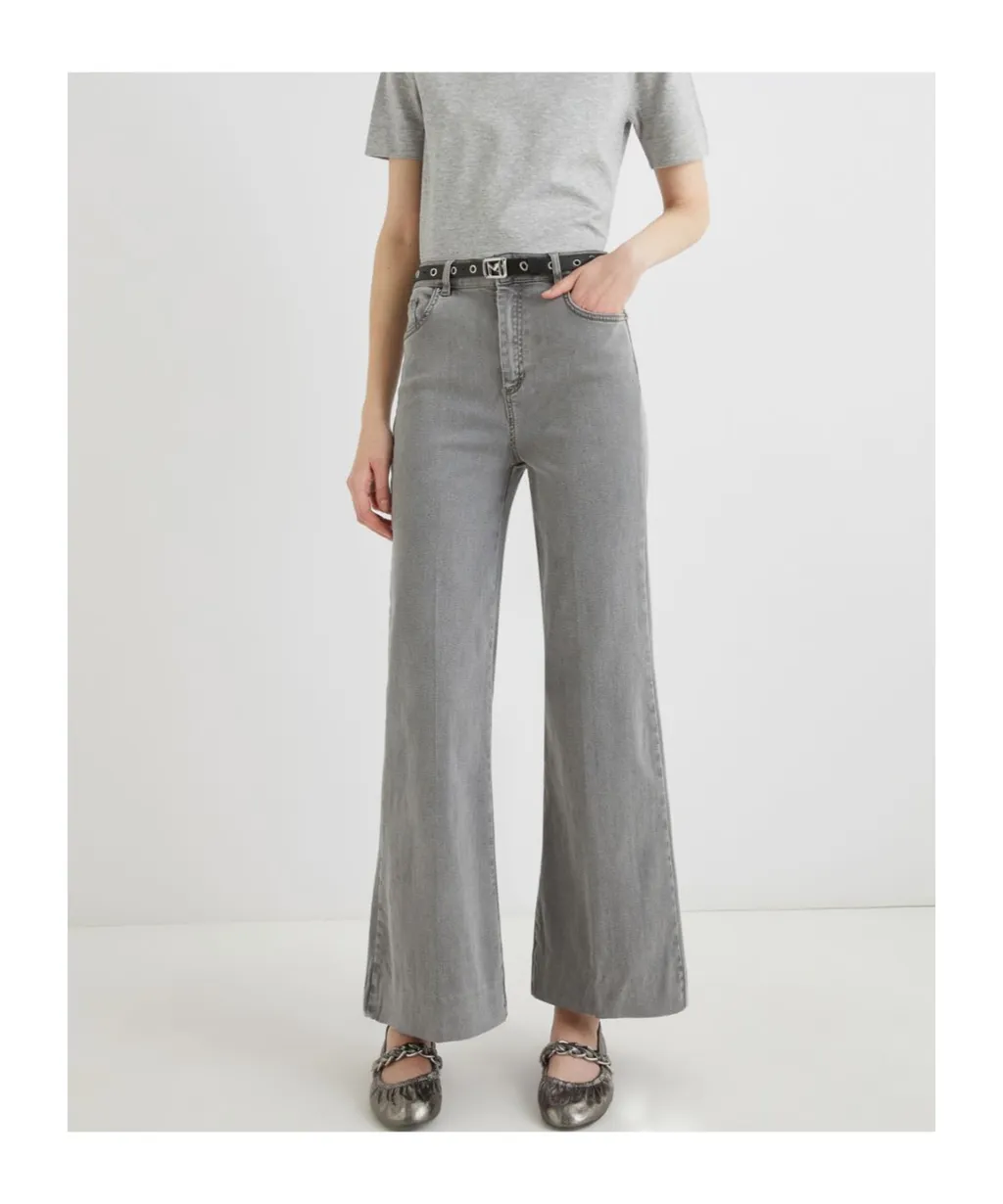 Wide-Leg Cropped Jeans - Jeans Grey