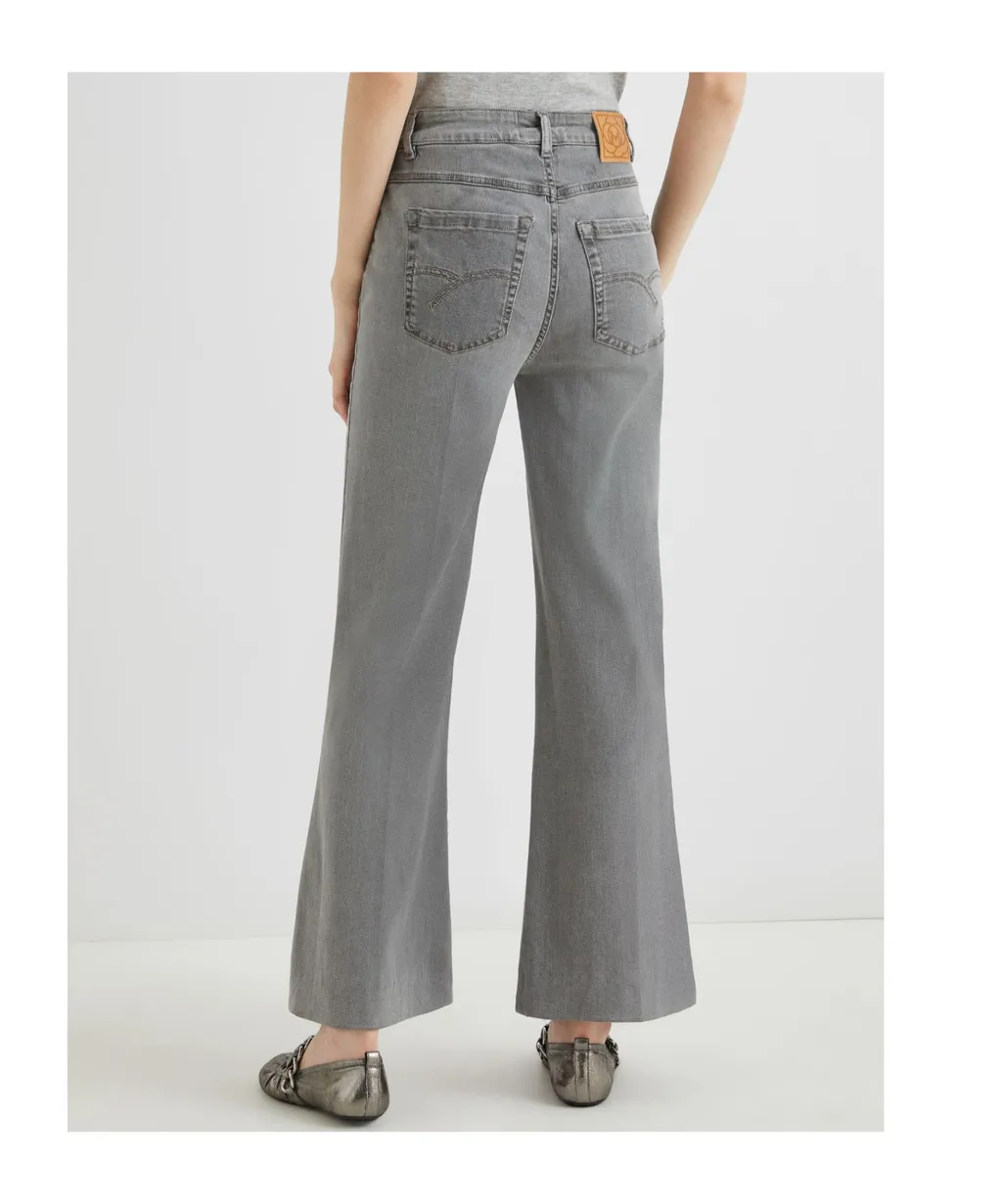 Wide-Leg Cropped Jeans - Jeans Grey
