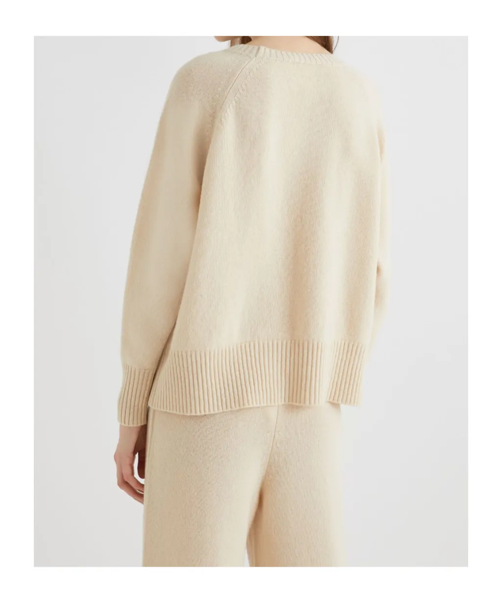 Boxy-Fit Pure Wool Sweater - Cream