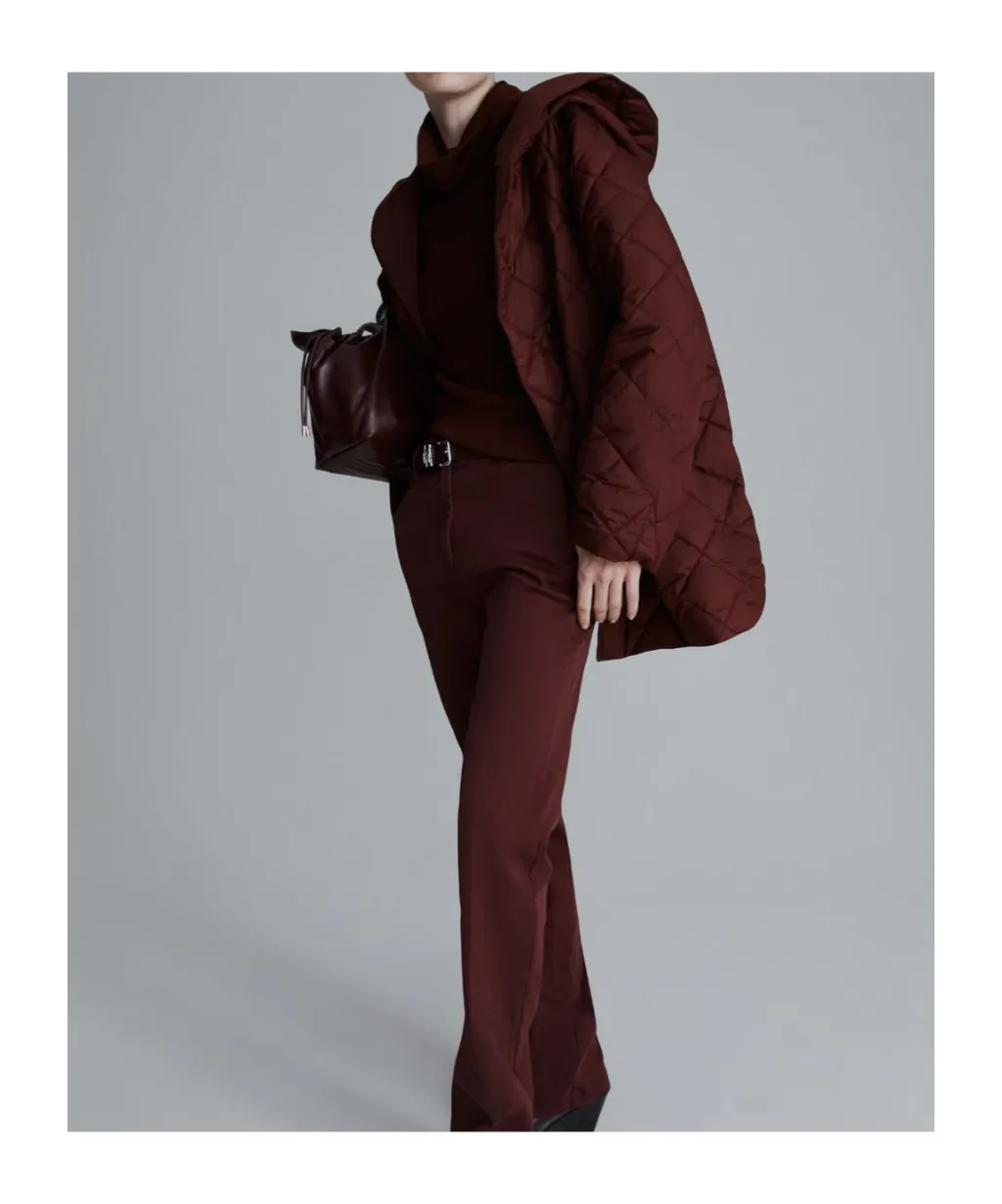 Padded And Quilted Coat - Bordeaux