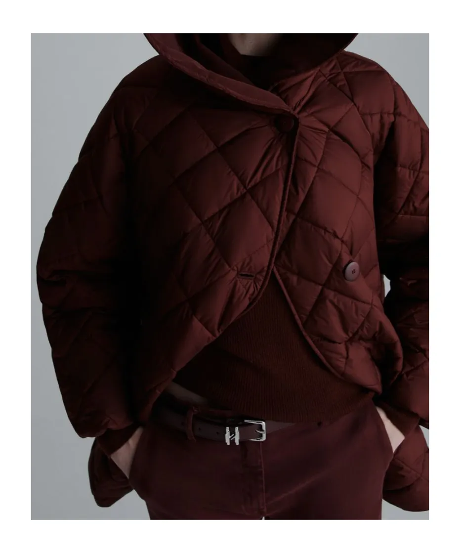 Padded And Quilted Coat - Bordeaux