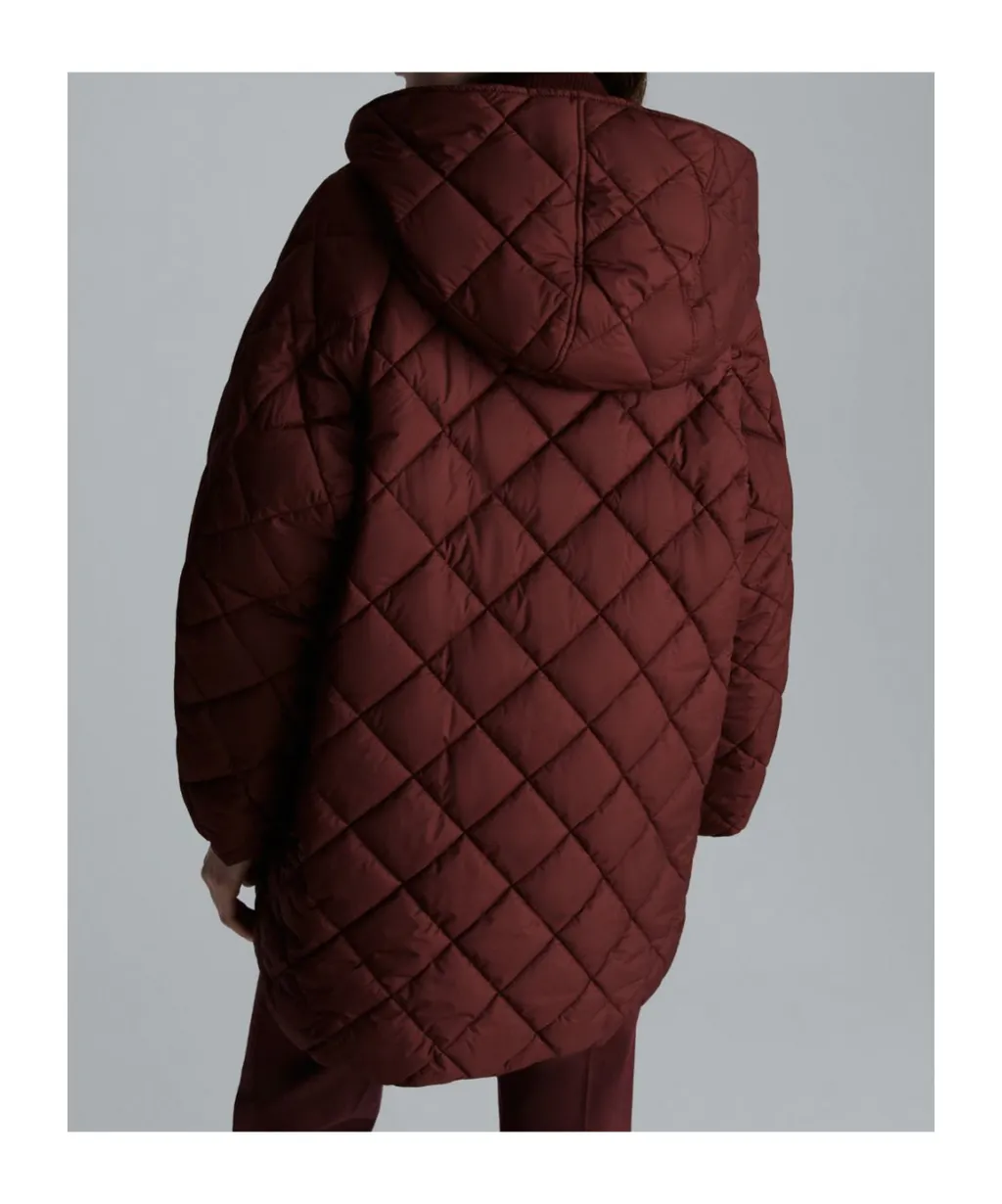 Padded And Quilted Coat - Bordeaux