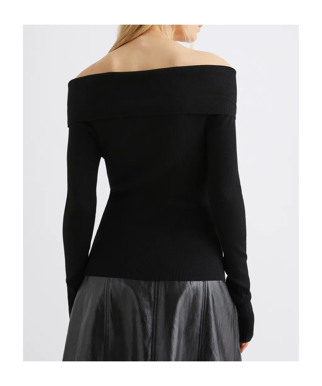 Cowl-Neck Sweater - Black