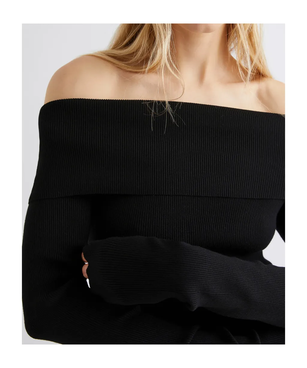 Cowl-Neck Sweater - Black