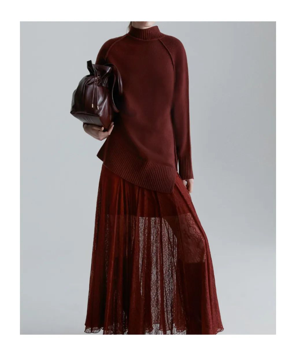 High-Neck Sweater - Bordeaux
