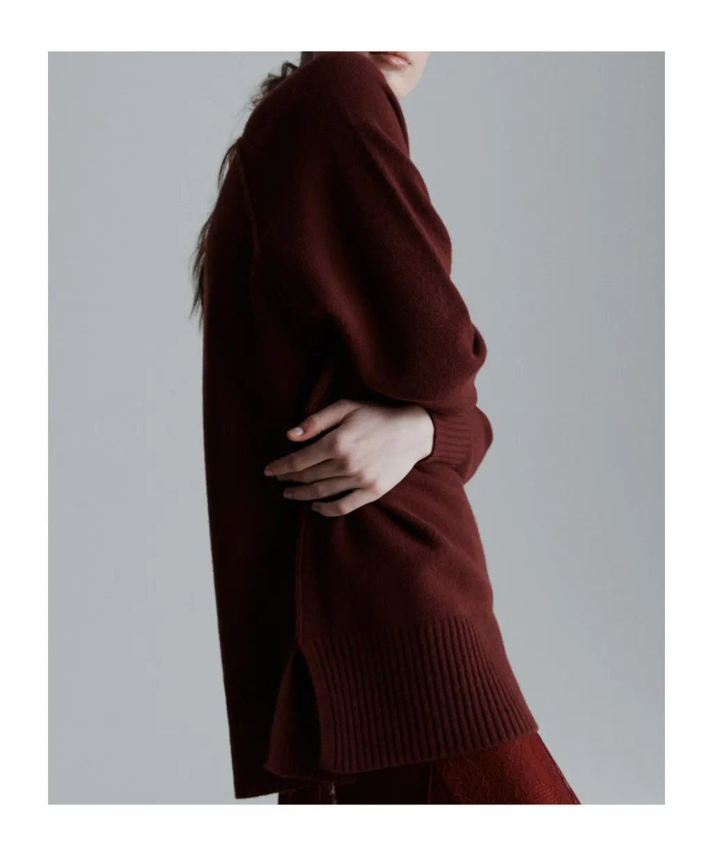 High-Neck Sweater - Bordeaux