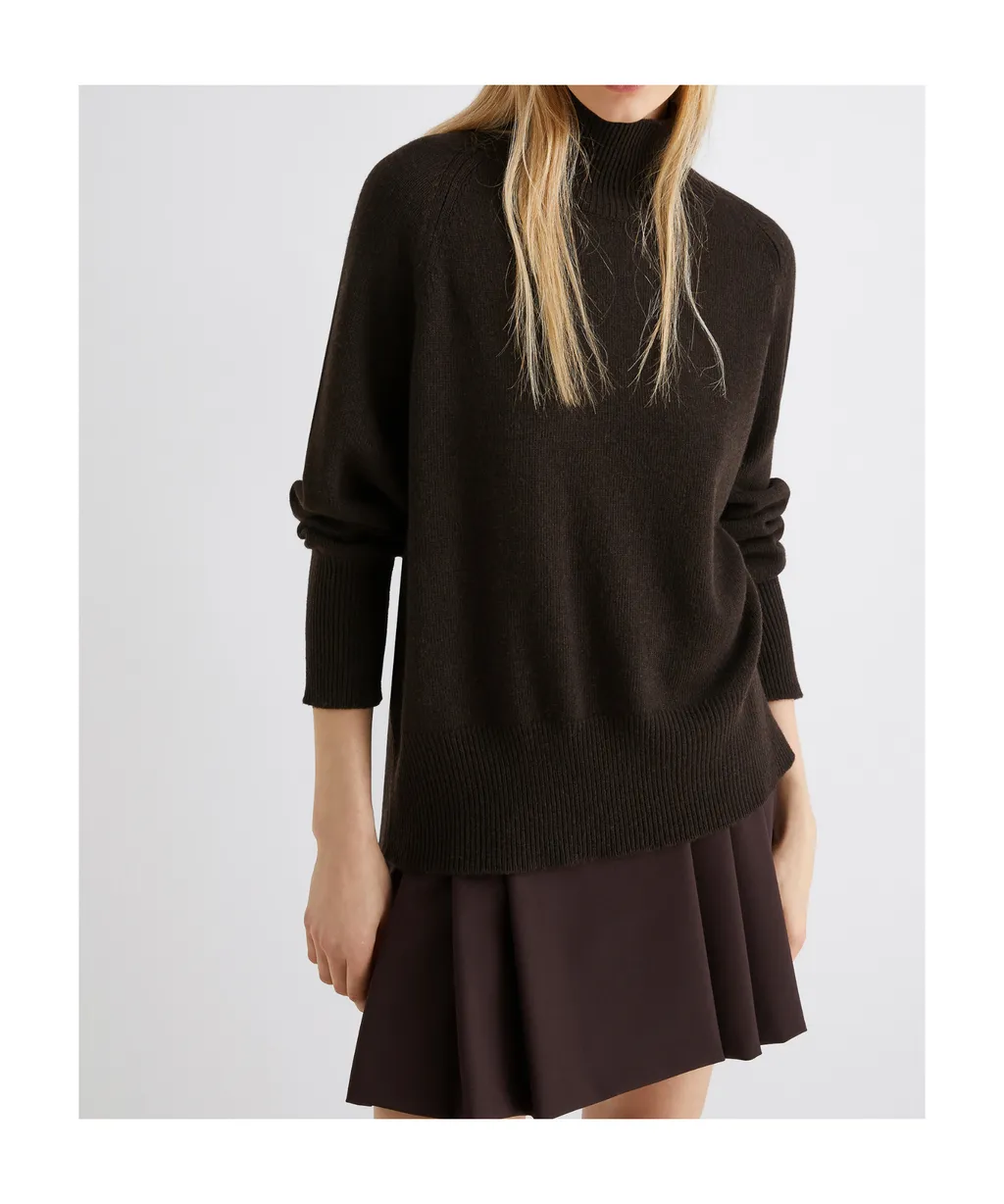 Oversized Wool And Cashmere Sweater - Brown