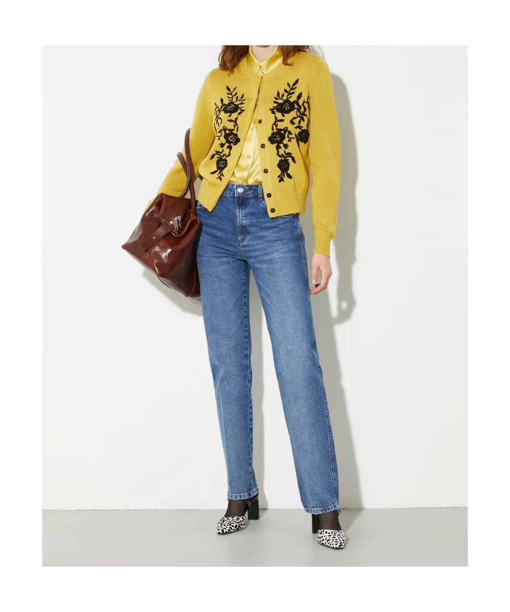 Floral-Embroidered Cardigan