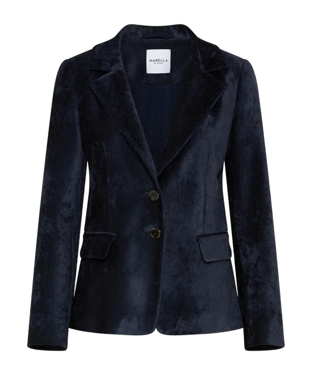 Single-Breasted Corduroy Blazer - Midnightblue