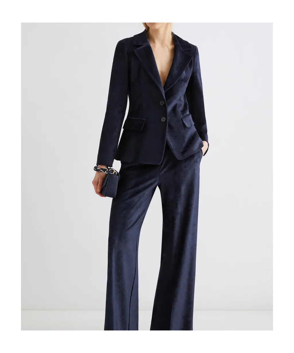 Single-Breasted Corduroy Blazer - Midnightblue