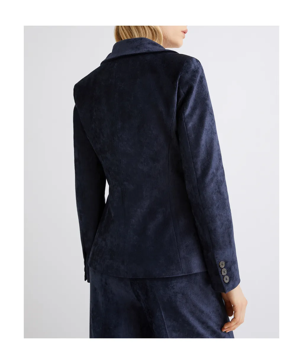 Single-Breasted Corduroy Blazer - Midnightblue