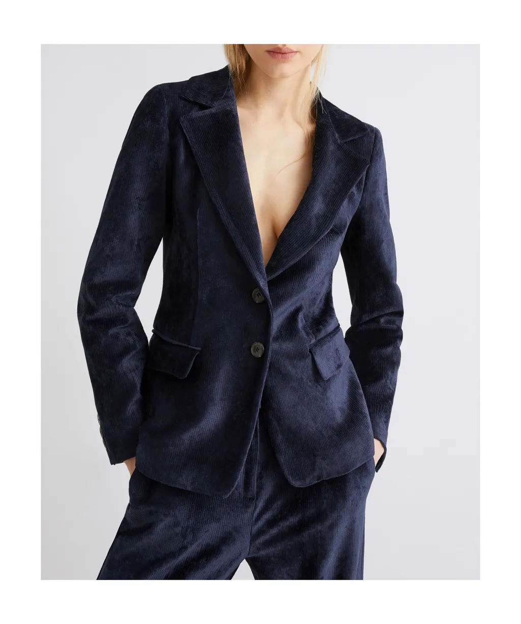Single-Breasted Corduroy Blazer - Midnightblue