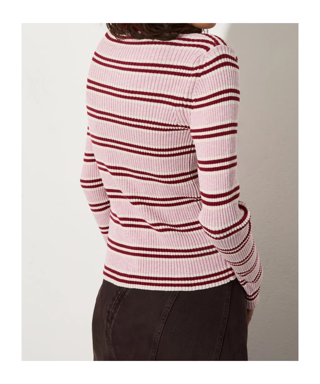 Striped Polo-Neck Jumper