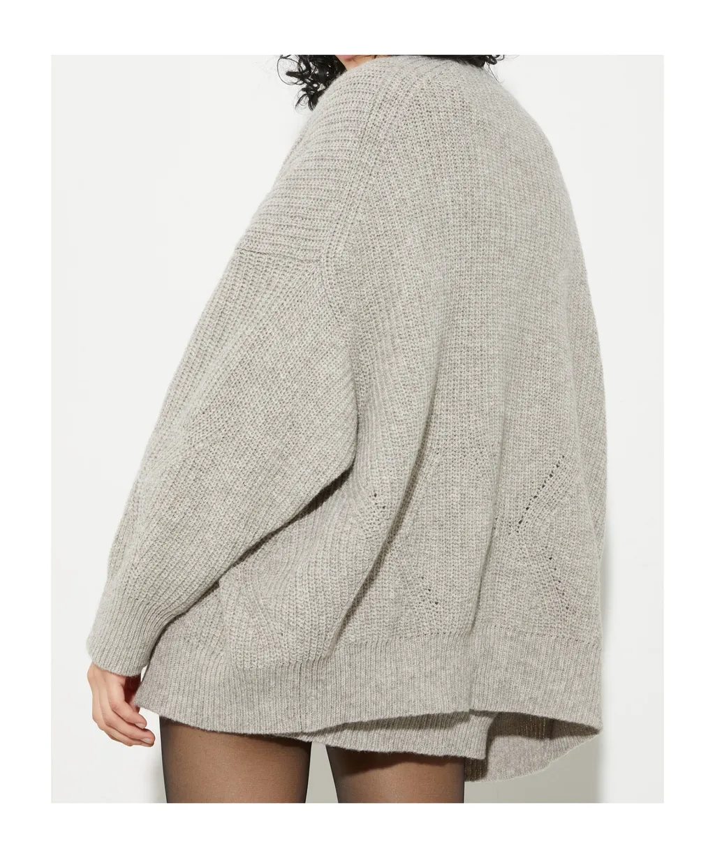 Undyed Wool-Blend Cardigan