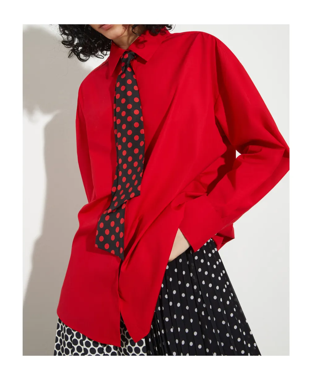 Cotton-Poplin Shirt With Tie