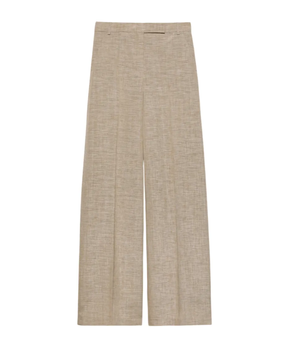 Wide-Leg Slub Grisaille Trousers