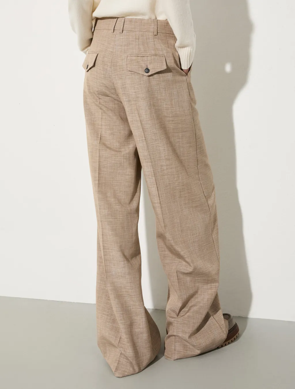Wide-Leg Slub Grisaille Trousers