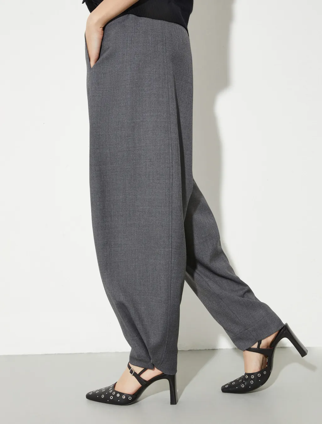Barrel-Leg Grisaille Trousers