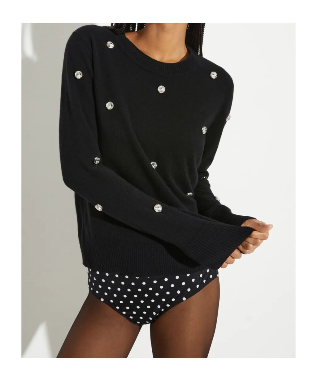 Rhinestone-Embroidered Jumper