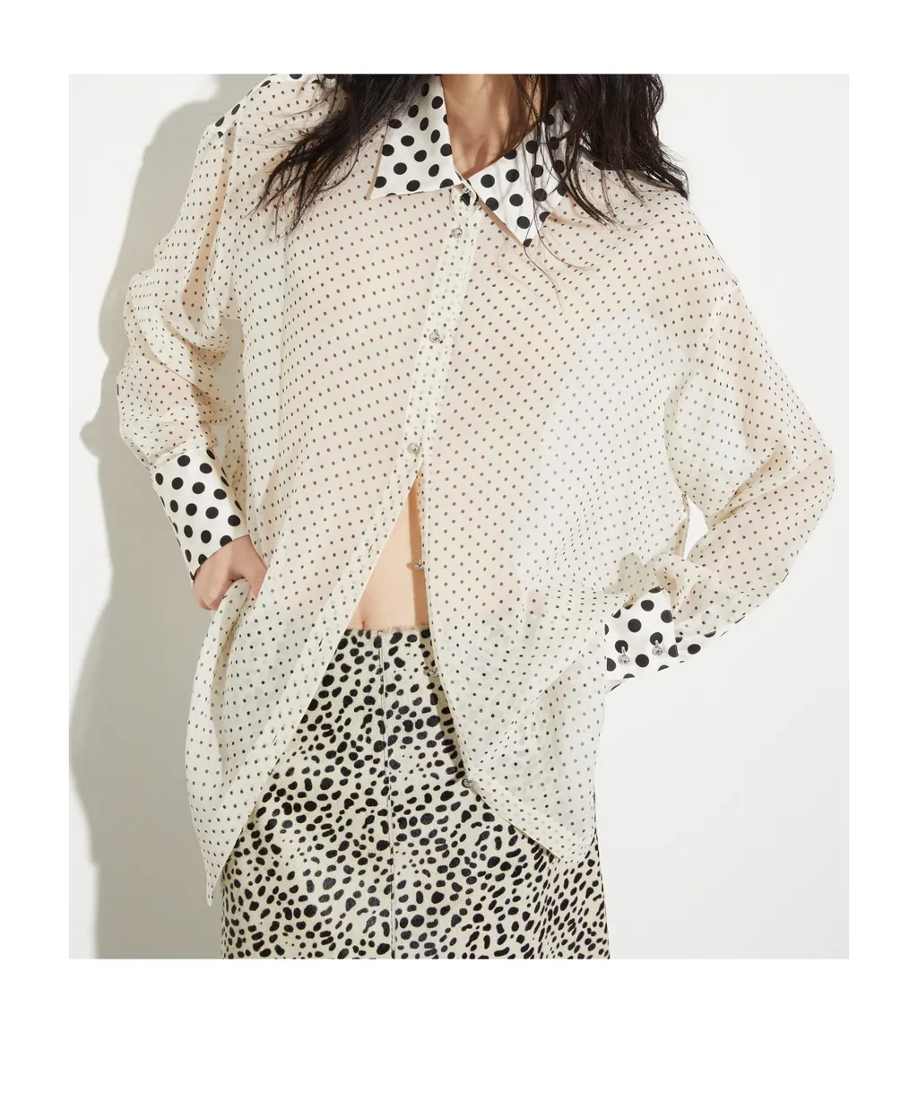 Polka-Dot Silk-Georgette Shirt