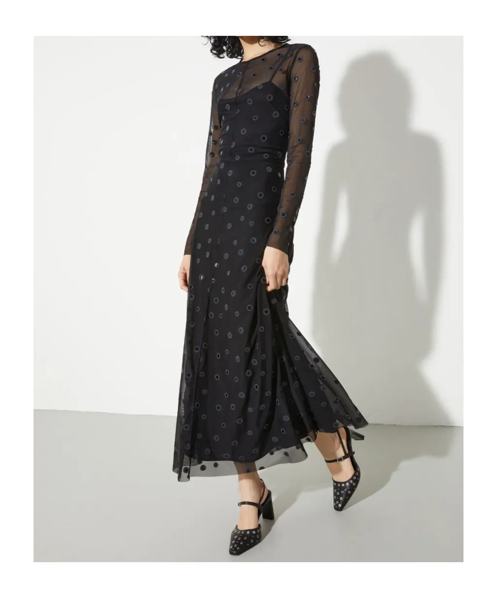 Polka-Dot Tulle-Jersey Dress