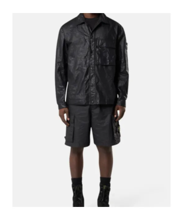 Stone Island Logo Patch Long Sleeved Overshirt