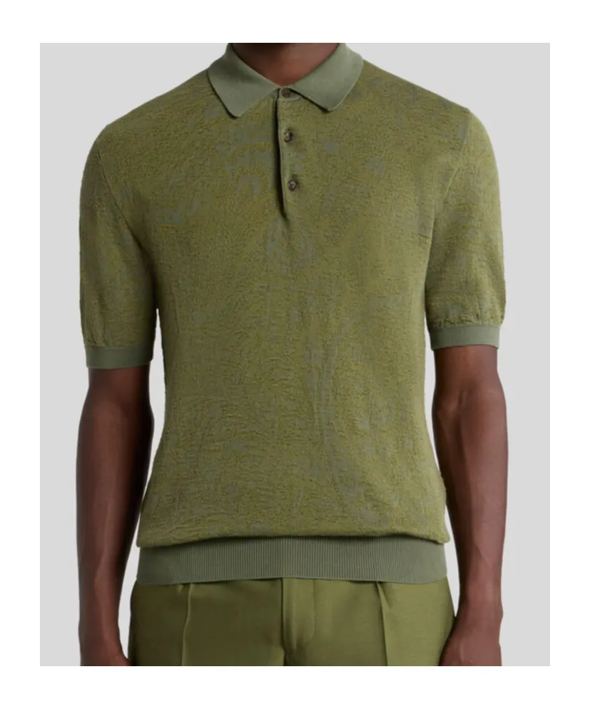 Etro Floral Paisley Motif Knit Polo Shirt