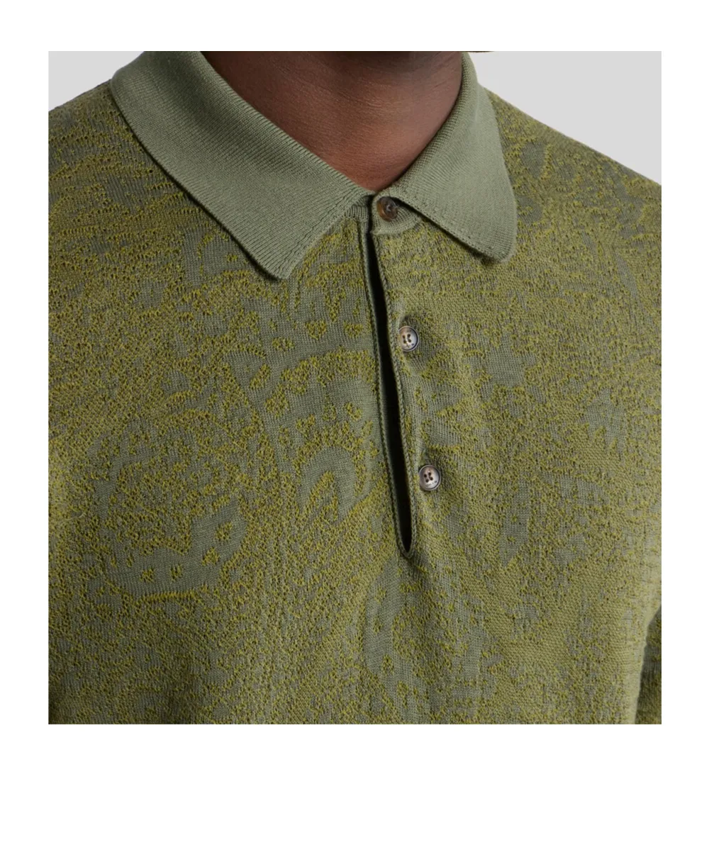 Etro Floral Paisley Motif Knit Polo Shirt