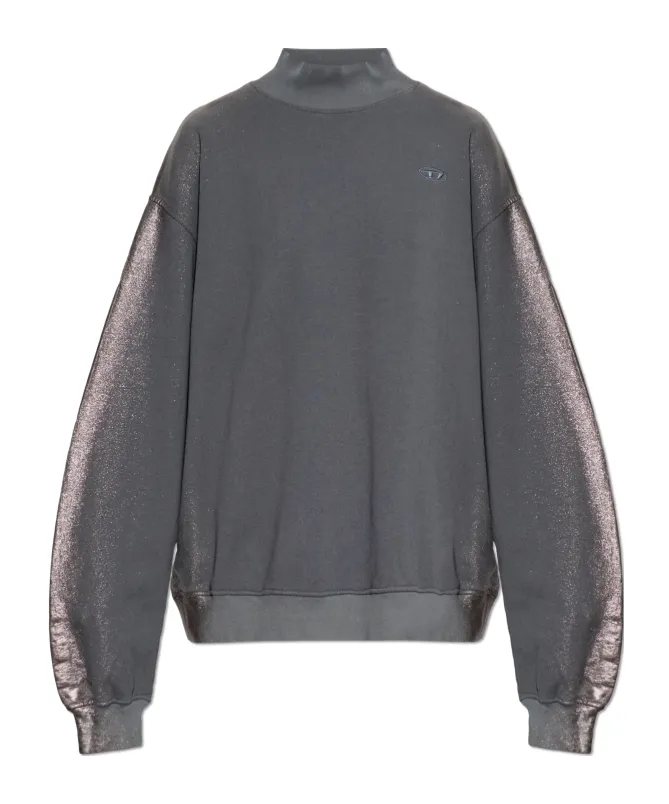 High-Neck Shimmering-Sleeves Sweater