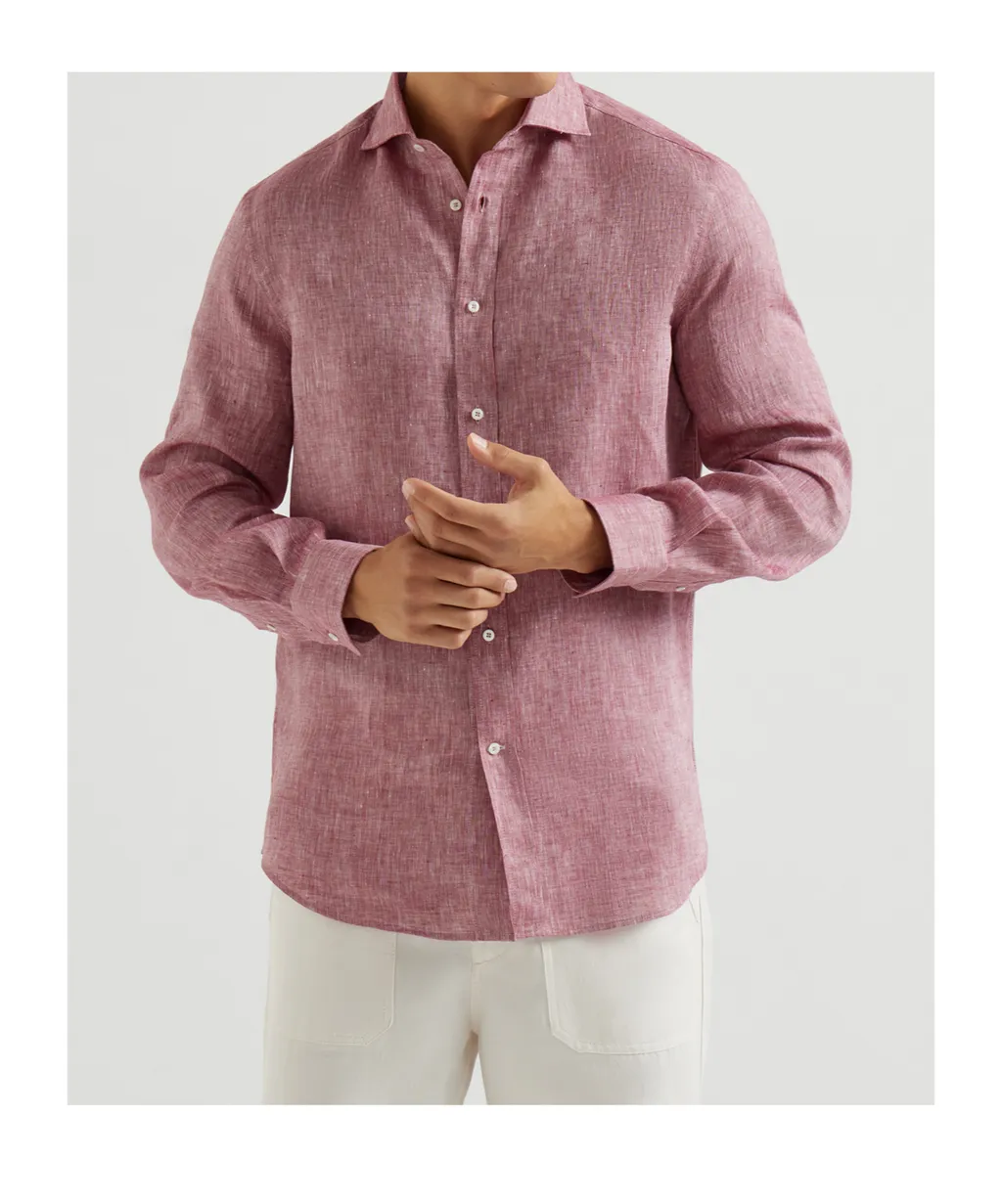 Spread-Collar Linen Shirt