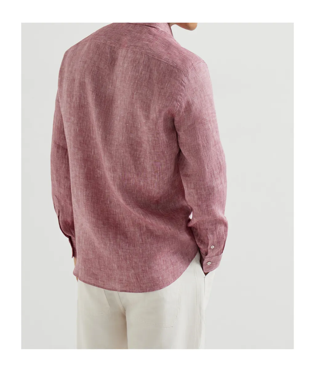 Spread-Collar Linen Shirt
