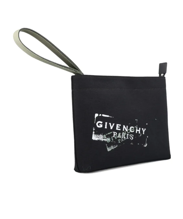 Givenchy Paris Logo Printed Zipped Pouch